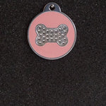 Swarovski Round with Bone Large Dog Id Tag - Pink