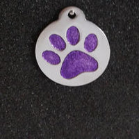 Glitter Enamel Paw Large Dog Id Tag - Purple
