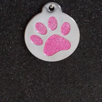Glitter Enamel Paw Large Dog Id Tag - Pink