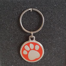 Deluxe Large Paw Print Dog Id Tag - Red