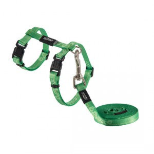 Rogz Kiddycat Harness & Lead - Lime Paw - Extra Small