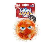 GIGWI CRAZY BALL WITH SQUEAKER DOG TOY - ORANGE - MEDIUM