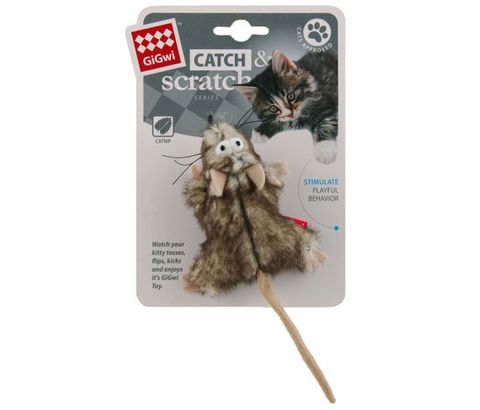 GiGwi Catch & Scratch Mouse With Catnip
