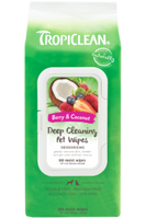 TropiClean Berry & Coconut Deep Cleaning Pet Wipes - Pack of 100 Moist Wipes