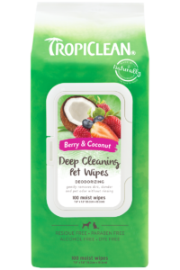 TropiClean Berry & Coconut Deep Cleaning Pet Wipes - Pack of 100 Moist Wipes