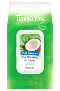 TropiClean Mild Coconut Ear Cleaning Pet Wipes - Pack of 50 Moist Wipes